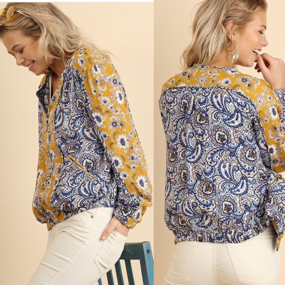 NEW Spring Royal And Mustard Paisley Print Jacket - Picture 4 of 4